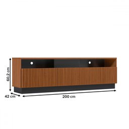 Rack para Tv até 75 Polegadas Temaru Ripado 3 Porta Freijó/preto Fosco - Pnr Móveis - 4