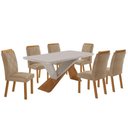 Ver imagem 2 de Conjunto Mesa de Jantar 180cm com 6 Cadeiras Estofadas Multimóveis Crrft-CON039 Madeirado/Off White
