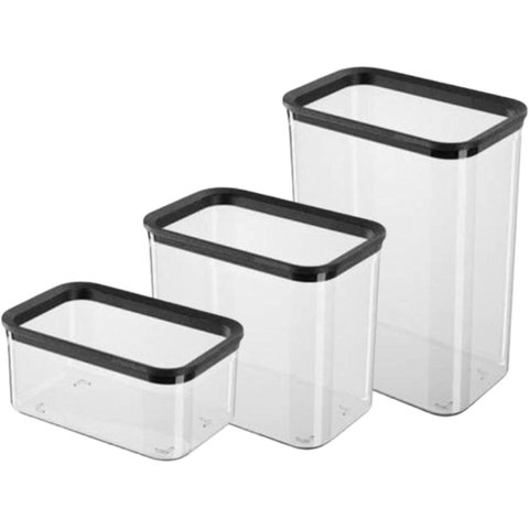 Kit 3 Potes Herméticos 750ml 1700ml 2600ml Vedação Silicone Organizador Alimentos Porta Mantimento
