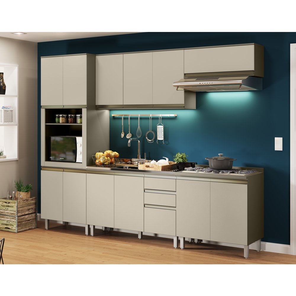 Cozinha Completa Modulada 5 Peças com Tampo MDF Connect 22 Duna Cristal Henn - 1