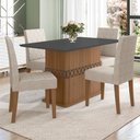 Ver imagem 1 de Conjunto Sala de Jantar Mesa com Tampo Chanfrado Agata 4 Cadeiras Estofadas Jade Poliman