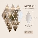 Ver imagem 5 de Kit 12 Espelhos Adesivos Losango 10x18cm Decorativos Acrilico Espelhado Parede Painel Flexivel Mosai