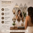 Ver mais imagens de Kit 12 Espelhos Adesivos Losango 10x18cm Decorativos Acrilico Espelhado Parede Painel Flexivel Mosai