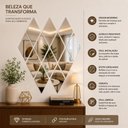 Ver imagem 4 de Kit 12 Espelhos Adesivos Losango 10x18cm Decorativos Acrilico Espelhado Parede Painel Flexivel Mosai