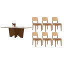 Ver imagem 1 de Conjunto: Mesa de Cozinha Nevada Curvo 180cm + 6 Cadeiras Havana Naturale/off White - Capuccino/