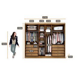 Guarda Roupa Casal 100% Mdf 6 Portas 8 Gavetas - Livorno-cumaru/fendi - Móveis Novo Horizonte - 4
