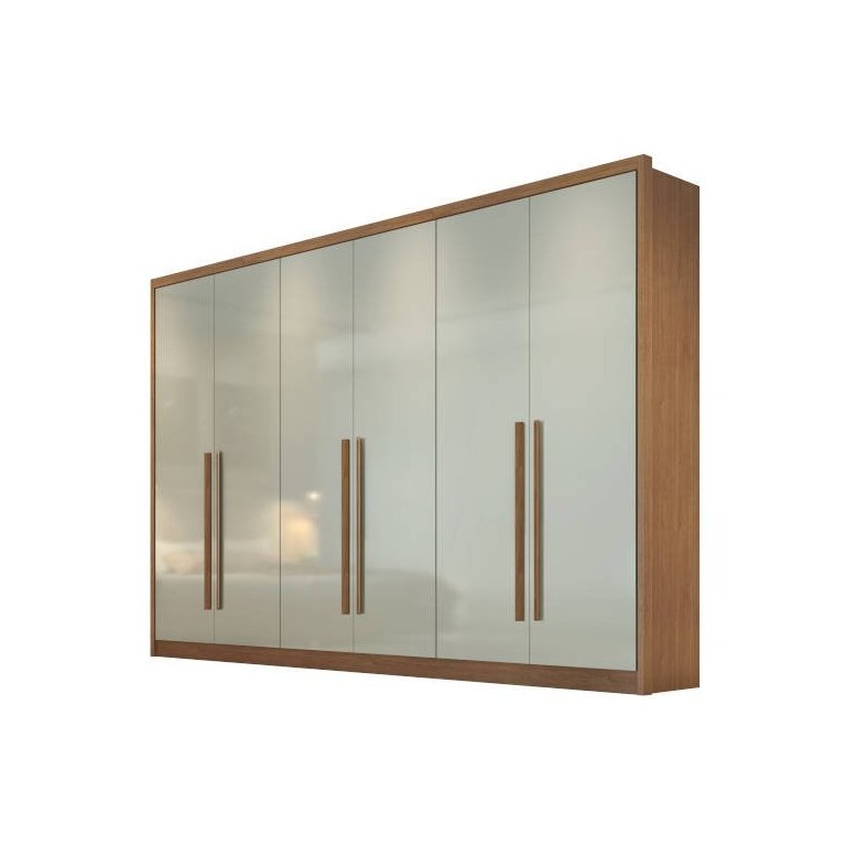 Guarda Roupa Casal 100% Mdf 6 Portas 8 Gavetas - Livorno-cumaru/fendi - Móveis Novo Horizonte