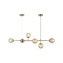 Ver imagem 1 de Lustre Pendente Jabuticaba Jabuti Dourado com 6 Bolas Globos Esféras Âmbar Moderno Luxo Inl85