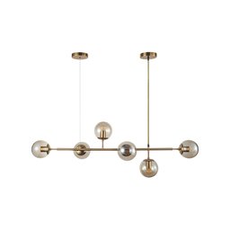 Lustre Pendente Jabuticaba Jabuti Dourado com 6 Bolas Globos Esféras Âmbar Moderno Luxo Inl85 - 2