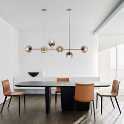 Lustre Pendente Jabuticaba Jabuti Dourado com 6 Bolas Globos Esféras Âmbar Moderno Luxo Inl85 - 3