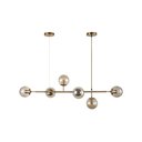 Ver imagem 3 de Lustre Pendente Jabuticaba Jabuti Dourado com 6 Bolas Globos Esféras Âmbar Moderno Luxo Inl85