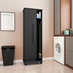 Armário Multiuso Escritório Lavanderia Quarto 1 Porta Caribe Preto