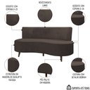 Ver imagem 3 de Sofá 2 Lugares para Sala Living 135cm Pés Palito Korah K04 Veludo Marrom - Mpozenato