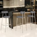 Ver imagem 2 de Kit 04 Banquetas Alta Bar Cozinha Sala de Jantar Aço Milão Arena L02 Linho Cinza Escuro - Lyam Decor