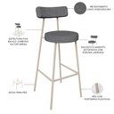 Ver imagem 4 de Kit 04 Banquetas Alta Bar Cozinha Sala de Jantar Aço Milão Arena L02 Linho Cinza Escuro - Lyam Decor