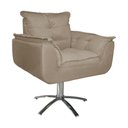Ver imagem 1 de Kit 2 Poltronas Decorativa Clínica Com Base Giratória de Metal Opala Suede Cappuccino - LM DECOR