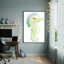 Ver imagem 2 de Quadro Decorativo Cavalo Marinho Verde 70x50cm Mold Branca