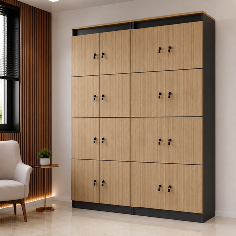 Kit 2 Armário Locker Guarda Volume 60x160cm 16 Portas Total com Chave ME4202