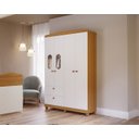Ver imagem 2 de Guarda Roupa 4 Portas 2 Gavetas Roupeiro 100% Mdf Quarto Criança Infantil Solteiro Cor Branco/nature