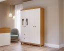 Ver imagem 2 de Guarda Roupa 4 Portas 2 Gavetas Roupeiro 100% Mdf Quarto Criança Infantil Solteiro Cor Branco/nature