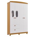 Ver imagem 1 de Guarda Roupa 4 Portas 2 Gavetas Roupeiro 100% Mdf Quarto Criança Infantil Solteiro Cor Branco/nature