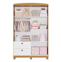 Ver imagem 4 de Guarda Roupa 4 Portas 2 Gavetas Roupeiro 100% Mdf Quarto Criança Infantil Solteiro Cor Branco/nature