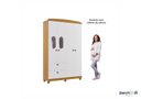 Ver imagem 6 de Guarda Roupa 4 Portas 2 Gavetas Roupeiro 100% Mdf Quarto Criança Infantil Solteiro Cor Branco/nature