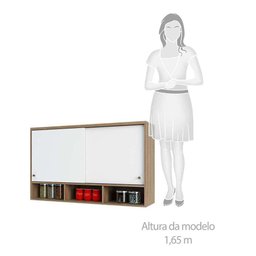 Armário Aéreo 120cm 2 Portas De Correr E Nicho Inferior Mel - 9