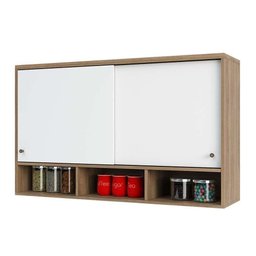 Armário Aéreo 120cm 2 Portas De Correr E Nicho Inferior Mel - 2