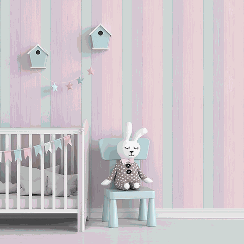 Papel de Parede para Quarto Infantil Ripas Coloridas Adesivo Lavável