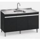 Ver imagem 1 de Balcão de Pia Manu 120 cm Preto Fosco com Pia Inox Tramontina - AJL