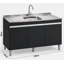 Ver imagem 2 de Balcão de Pia Manu 120 cm Preto Fosco com Pia Inox Tramontina - AJL