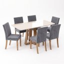 Ver imagem 3 de Conjunto Sala de Jantar Mesa Lisa 160cm com Tampo MDF e Vidro Canto Arrredondado 6 Cadeiras Lily