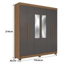 Ver imagem 2 de Guarda Roupa Casal Toledo 6 Portas de Bater com Espelho e Cômoda 1 Porta 6 Gavetas MDP Santos Andir