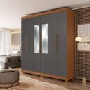 Ver imagem 5 de Guarda Roupa Casal Toledo 6 Portas de Bater com Espelho e Cômoda 1 Porta 6 Gavetas MDP Santos Andir