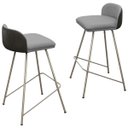 Ver imagem 3 de Kit 2 Banqueta Luxo Alta Nobre - Estrutura em Aço na Cor Champanhe - Estofado em Linho com Composê N