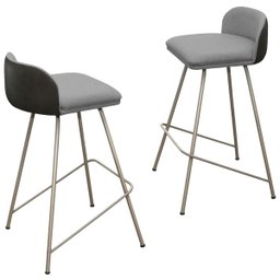 Kit 2 Banqueta Luxo Alta Nobre - Estrutura em Aço na Cor Champanhe - Estofado em Linho com Composê N - 3