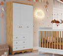 Ver imagem 6 de Guarda-Roupa Peroba Junior 3 Portas 3 Gavetas Branco Amêndoa