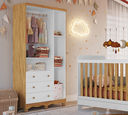 Ver imagem 7 de Guarda-Roupa Peroba Junior 3 Portas 3 Gavetas Branco Amêndoa