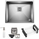 Ver imagem 1 de Cuba Quadrada Inox 304 Cozinha Pia Embutir Sobrepor Gourmet 55x45 Premium com Acessórios