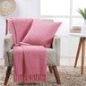 Manta Decorativa para Sofá Boho Favo de Mel Rosa Fastlar Manta 100% Algodão 140x250cm - 1