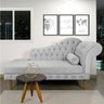 Divã Recamier Capitonê Mônaco 1,65M Suede Cinza Pés Chanfrado- D'Rossi - 2