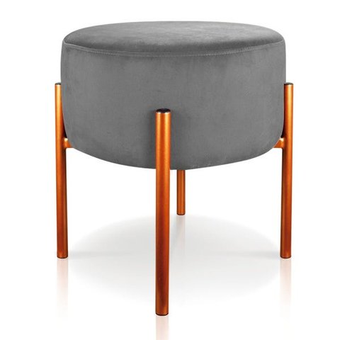 Puff Iron Suede Grafite Base Metálica Cobre