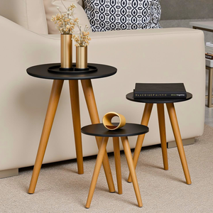 Conjunto Três Mesas Decorativa de Canto Criado Tripé Madeira Mdf Apoio Porta Objetos Cama Sala Sofá