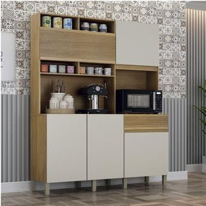 Armário de Cozinha 5 Portas 1 Gaveta Canastra Valdemóveis Cinamomo/off White