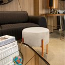Ver imagem 2 de Puff Iron Suede Bege Base Metálica Cobre