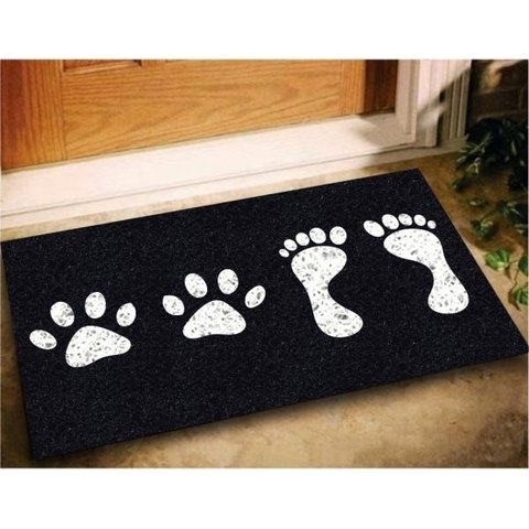 Tapete Capacho Pegadas Dog 60x40 - Preto