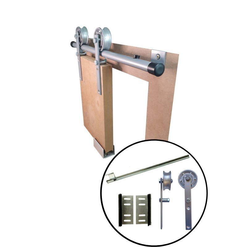 Kit p/ Porta Dupla Celeiro - Trilho Tubular 3,00 M - Prata - Al-Fer