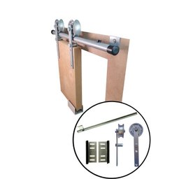 Kit p/ Porta Dupla Celeiro - Trilho Tubular 3,00 M - Prata - Al-Fer - 1