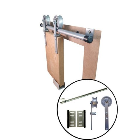 Kit p/ Porta Dupla Celeiro - Trilho Tubular 3,00 M - Prata - Al-Fer